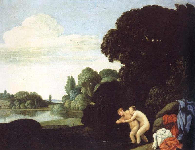 Carlo Saraceni landscape with salmacis and hermaphroditus France oil painting art